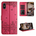 貓咪壓紋皮革手機殼附掛繩，適用於 iPhone 11 Pro，適用於 iPhone XS Max，適用於 iPhone X，適用於 iPhone 7 Plus / 8 Plus