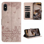 貓咪壓紋皮革手機殼附掛繩，適用於 iPhone 11 Pro，適用於 iPhone XS Max，適用於 iPhone X，適用於 iPhone 7 Plus / 8 Plus