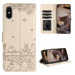 貓咪壓紋皮革手機殼附掛繩，適用於 iPhone 11 Pro，適用於 iPhone XS Max，適用於 iPhone X，適用於 iPhone 7 Plus / 8 Plus