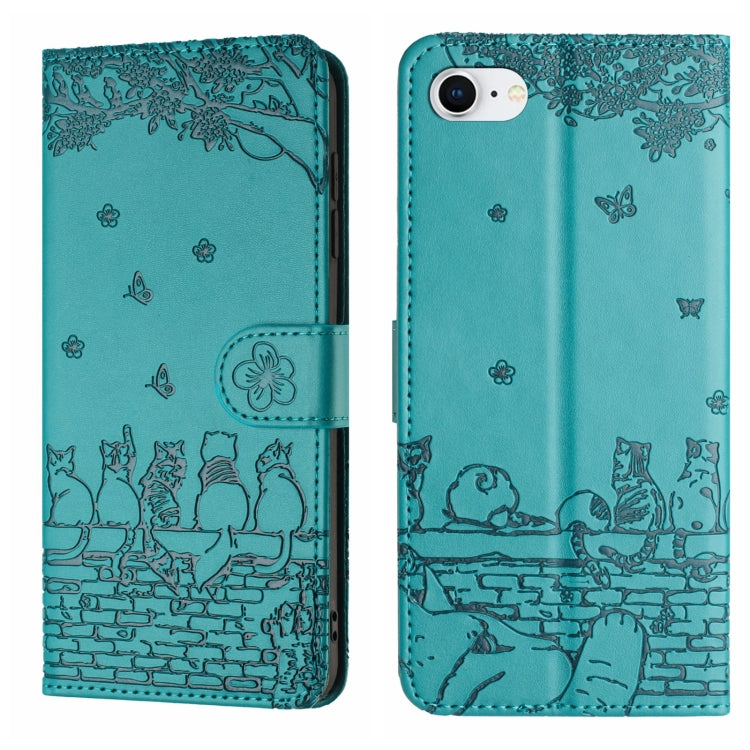 貓咪壓紋皮革手機殼附掛繩，適用於 iPhone 16e / 17e，適用於 iPhone 17 Pro Max，適用於 iPhone 17 Pro，適用於 iPhone 17，適用於 iPhone Air，適用於 iPhone 16 Pro Max，適用於 iPhone 16 Pro，適用於 iPhone 16 Plus，適用於 iPhone 16