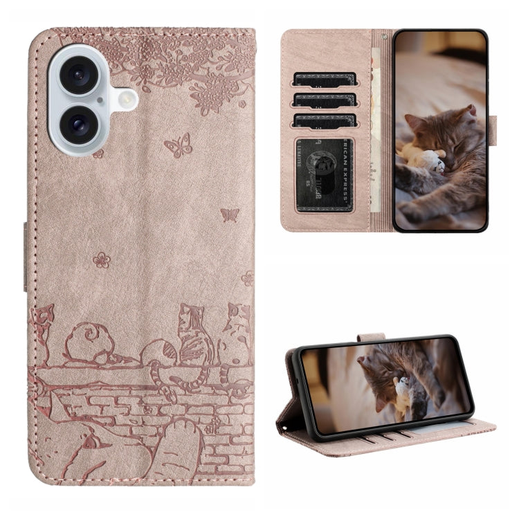 貓咪壓紋皮革手機殼附掛繩，適用於 iPhone 16e / 17e，適用於 iPhone 17 Pro Max，適用於 iPhone 17 Pro，適用於 iPhone 17，適用於 iPhone Air，適用於 iPhone 16 Pro Max，適用於 iPhone 16 Pro，適用於 iPhone 16 Plus，適用於 iPhone 16