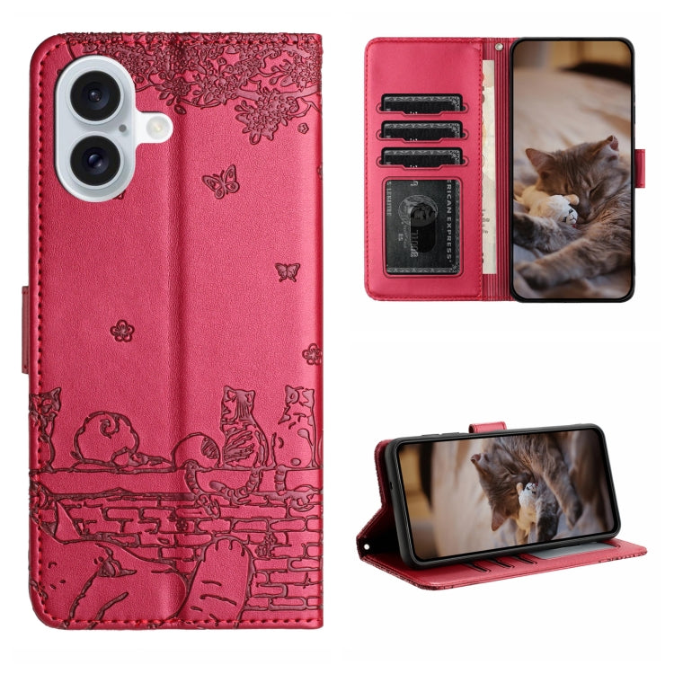 貓咪壓紋皮革手機殼附掛繩，適用於 iPhone 16e / 17e，適用於 iPhone 17 Pro Max，適用於 iPhone 17 Pro，適用於 iPhone 17，適用於 iPhone Air，適用於 iPhone 16 Pro Max，適用於 iPhone 16 Pro，適用於 iPhone 16 Plus，適用於 iPhone 16