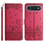 貓咪壓紋皮革手機殼附掛繩，適用於 iPhone 16e / 17e，適用於 iPhone 17 Pro Max，適用於 iPhone 17 Pro，適用於 iPhone 17，適用於 iPhone Air，適用於 iPhone 16 Pro Max，適用於 iPhone 16 Pro，適用於 iPhone 16 Plus，適用於 iPhone 16