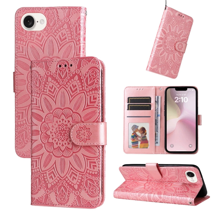 壓紋向日葵皮革手機殼，適用於 iPhone 17e / 16e、iPhone 17 Pro Max、iPhone 17 Pro、iPhone 17、iPhone Air、iPhone 16 Pro Max、iPhone 16 Pro、iPhone 16 Plus、iPhone 16