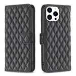 鑽石格紋錢包翻蓋皮革手機殼，適用於 iPhone 17e / 16e、iPhone 17 Pro Max、iPhone 17 Pro、iPhone 17、iPhone Air、iPhone 16 Pro Max、iPhone 16 Pro、iPhone 16 Plus