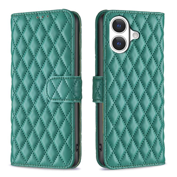 鑽石格紋錢包翻蓋皮革手機殼，適用於 iPhone 17e / 16e、iPhone 17 Pro Max、iPhone 17 Pro、iPhone 17、iPhone Air、iPhone 16 Pro Max、iPhone 16 Pro、iPhone 16 Plus