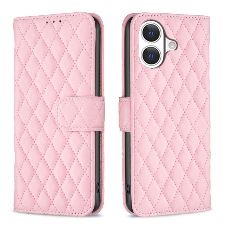 鑽石格紋錢包翻蓋皮革手機殼，適用於 iPhone 17e / 16e、iPhone 17 Pro Max、iPhone 17 Pro、iPhone 17、iPhone Air、iPhone 16 Pro Max、iPhone 16 Pro、iPhone 16 Plus