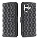 鑽石格紋錢包翻蓋皮革手機殼，適用於 iPhone 17e / 16e、iPhone 17 Pro Max、iPhone 17 Pro、iPhone 17、iPhone Air、iPhone 16 Pro Max、iPhone 16 Pro、iPhone 16 Plus