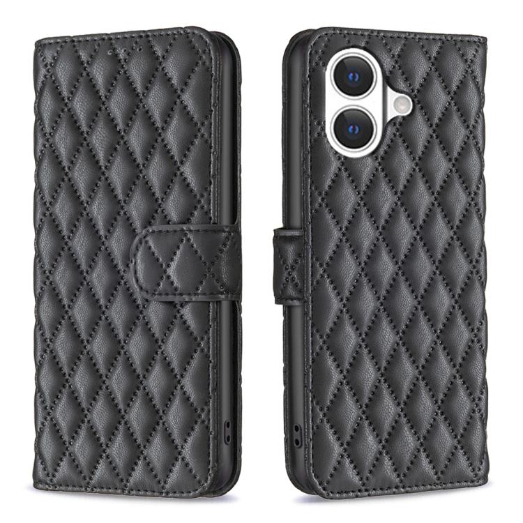 鑽石格紋錢包翻蓋皮革手機殼，適用於 iPhone 17e / 16e、iPhone 17 Pro Max、iPhone 17 Pro、iPhone 17、iPhone Air、iPhone 16 Pro Max、iPhone 16 Pro、iPhone 16 Plus