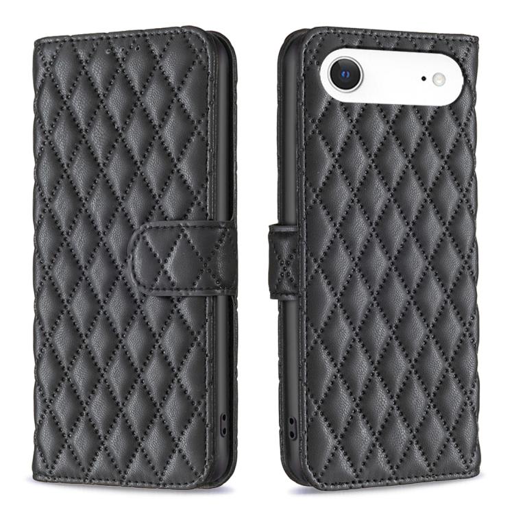 鑽石格紋錢包翻蓋皮革手機殼，適用於 iPhone 17e / 16e、iPhone 17 Pro Max、iPhone 17 Pro、iPhone 17、iPhone Air、iPhone 16 Pro Max、iPhone 16 Pro、iPhone 16 Plus