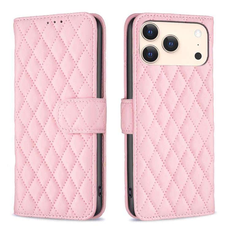 鑽石格紋錢包翻蓋皮革手機殼，適用於 iPhone 17e / 16e、iPhone 17 Pro Max、iPhone 17 Pro、iPhone 17、iPhone Air、iPhone 16 Pro Max、iPhone 16 Pro、iPhone 16 Plus