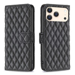 鑽石格紋錢包翻蓋皮革手機殼，適用於 iPhone 17e / 16e、iPhone 17 Pro Max、iPhone 17 Pro、iPhone 17、iPhone Air、iPhone 16 Pro Max、iPhone 16 Pro、iPhone 16 Plus