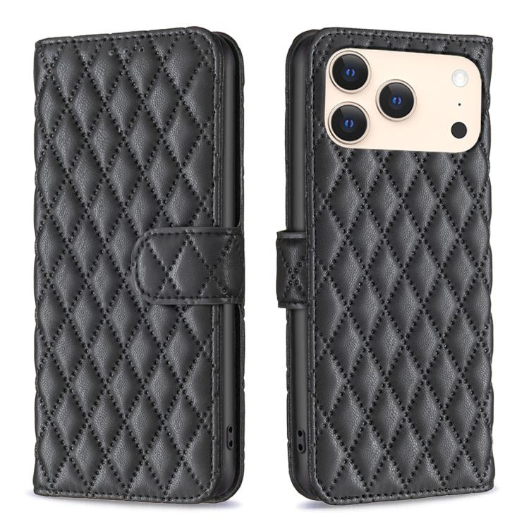 鑽石格紋錢包翻蓋皮革手機殼，適用於 iPhone 17e / 16e、iPhone 17 Pro Max、iPhone 17 Pro、iPhone 17、iPhone Air、iPhone 16 Pro Max、iPhone 16 Pro、iPhone 16 Plus