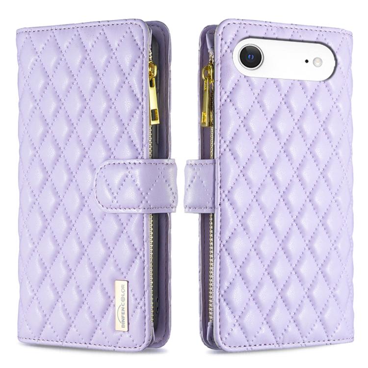鑽石格紋拉鍊錢包皮革翻蓋手機殼，適用於 iPhone 17 Pro Max、iPhone 17 Pro、iPhone 17、iPhone Air、iPhone 16 Pro Max、iPhone 16 Pro、iPhone 16 Plus、iPhone 16