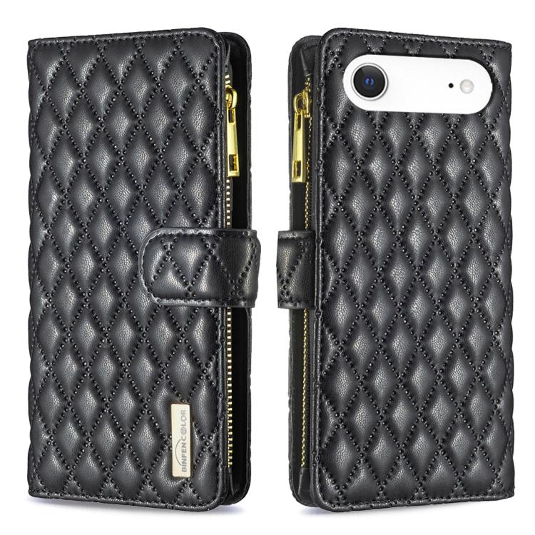 鑽石格紋拉鍊錢包皮革翻蓋手機殼，適用於 iPhone 17 Pro Max、iPhone 17 Pro、iPhone 17、iPhone Air、iPhone 16 Pro Max、iPhone 16 Pro、iPhone 16 Plus、iPhone 16