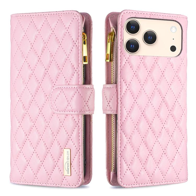 鑽石格紋拉鍊錢包皮革翻蓋手機殼，適用於 iPhone 17 Pro Max、iPhone 17 Pro、iPhone 17、iPhone Air、iPhone 16 Pro Max、iPhone 16 Pro、iPhone 16 Plus、iPhone 16
