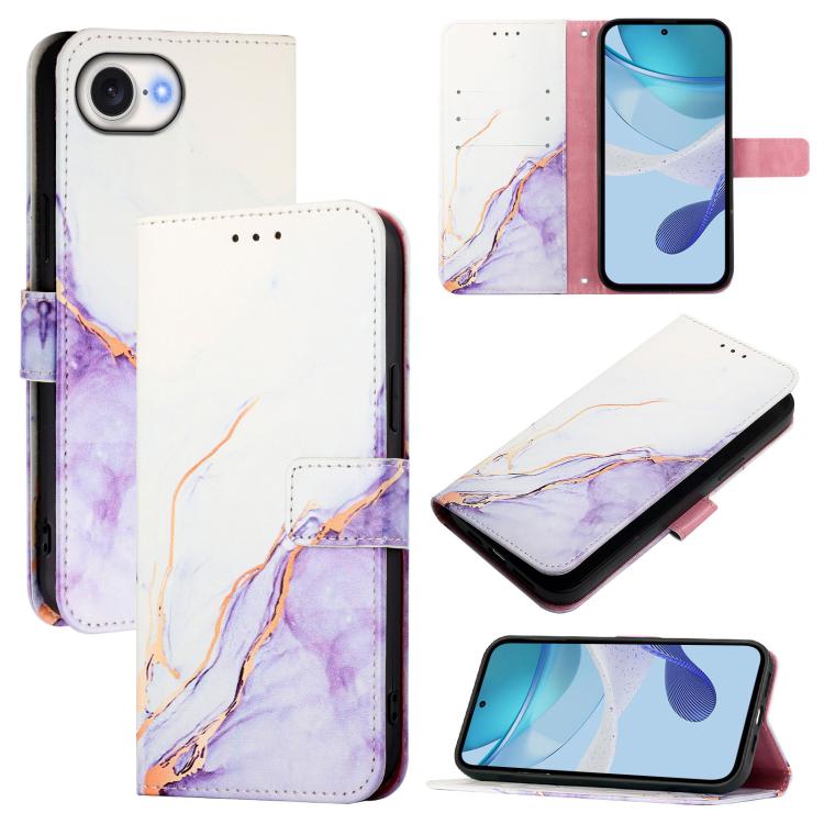 PT003 大理石紋翻蓋皮革手機殼，適用於 iPhone 17e / 16e、iPhone 17 Pro Max、iPhone 17 Pro、iPhone 17、iPhone Air、iPhone 16 Pro Max、iPhone 16 Pro、iPhone 16 Plus、iPhone 16