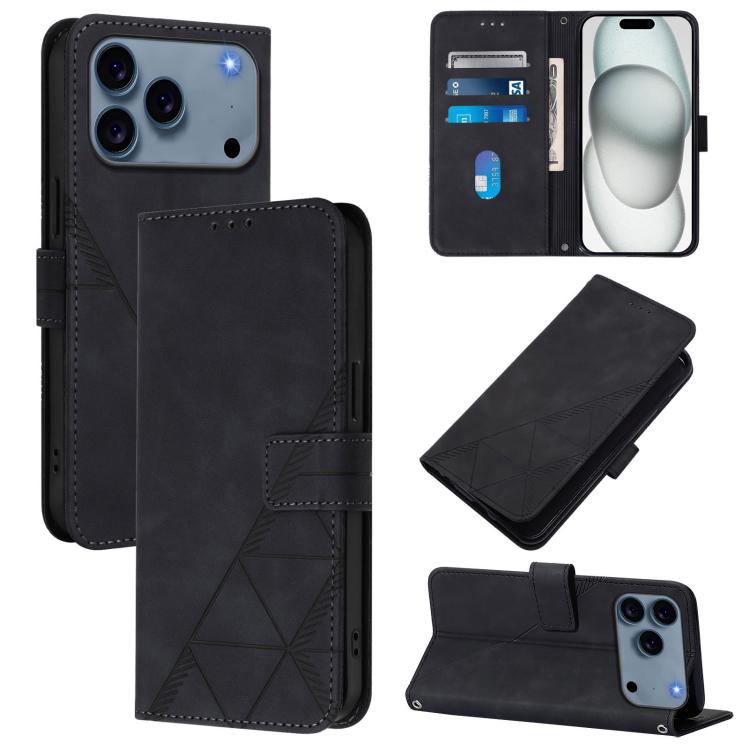 斜背3D壓紋翻蓋皮革手機殼，適用於 iPhone 16e / 17e、iPhone 17 Pro Max、iPhone 17 Pro、iPhone 17、iPhone Air、iPhone 16 Pro Max、iPhone 16 Pro、iPhone 16 Plus
