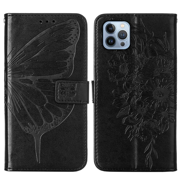 壓紋蝴蝶皮革手機殼，適用於 iPhone 15、iPod Touch 7 / 6 / 5