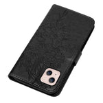 壓紋蝴蝶皮革手機殼，適用於 iPhone 15、iPod Touch 7 / 6 / 5