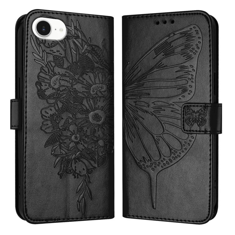 壓紋蝴蝶皮革手機殼，適用於 iPhone 17e / 16e、iPhone 17 Pro Max、iPhone 17 Pro、iPhone 17、iPhone Air、iPhone 16 Pro Max