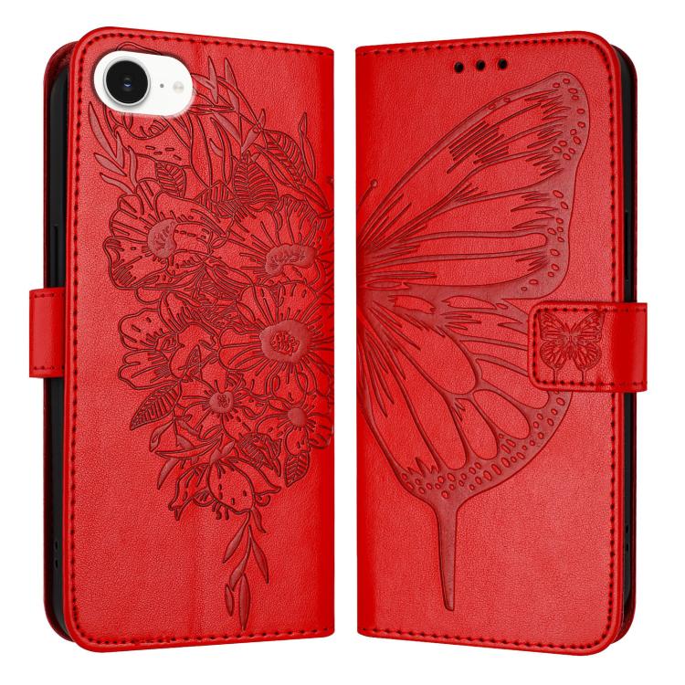 壓紋蝴蝶皮革手機殼，適用於 iPhone 17e / 16e、iPhone 17 Pro Max、iPhone 17 Pro、iPhone 17、iPhone Air、iPhone 16 Pro Max