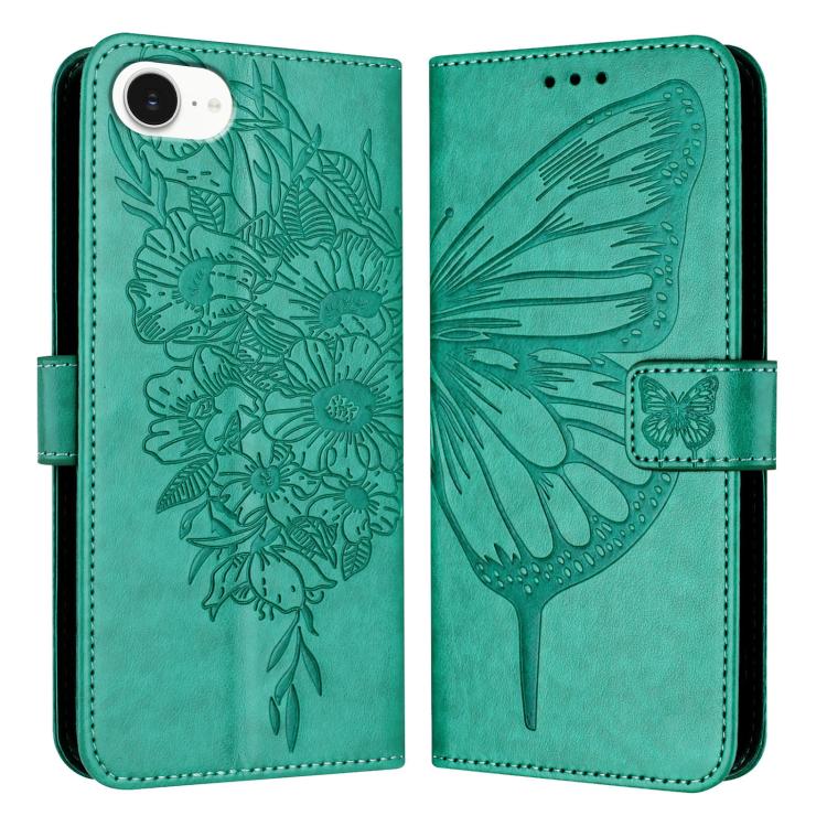 壓紋蝴蝶皮革手機殼，適用於 iPhone 17e / 16e、iPhone 17 Pro Max、iPhone 17 Pro、iPhone 17、iPhone Air、iPhone 16 Pro Max