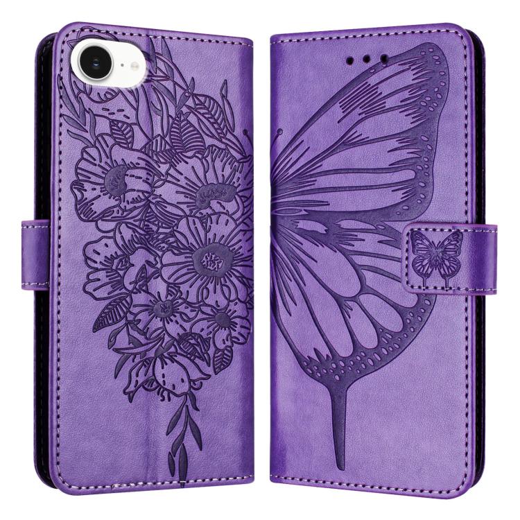 壓紋蝴蝶皮革手機殼，適用於 iPhone 17e / 16e、iPhone 17 Pro Max、iPhone 17 Pro、iPhone 17、iPhone Air、iPhone 16 Pro Max