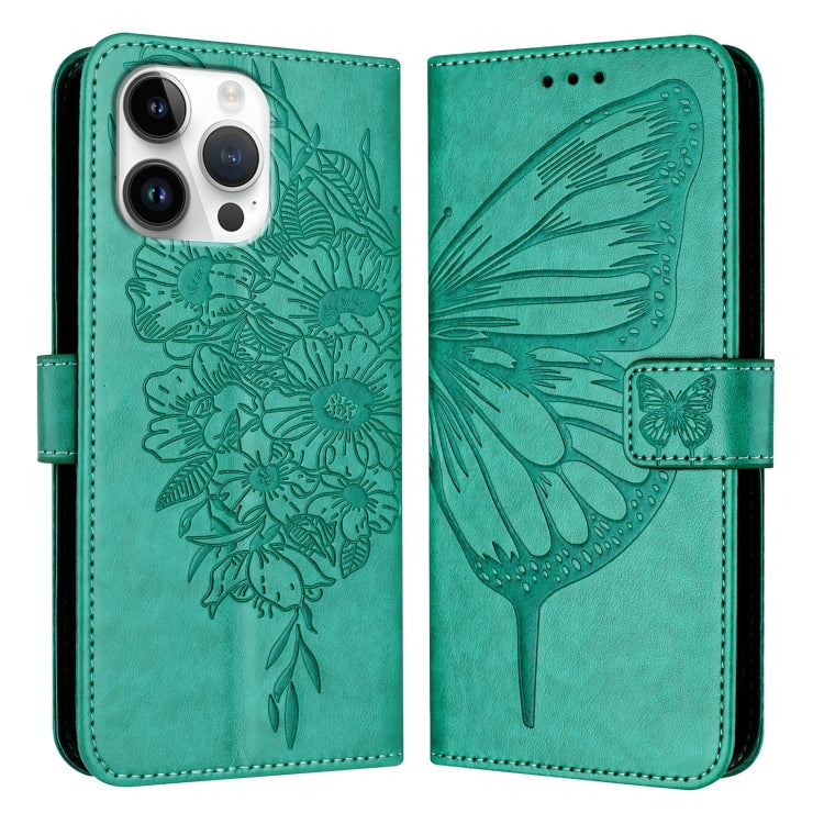 壓紋蝴蝶皮革手機殼，適用於 iPhone 17e / 16e、iPhone 17 Pro Max、iPhone 17 Pro、iPhone 17、iPhone Air、iPhone 16 Pro Max