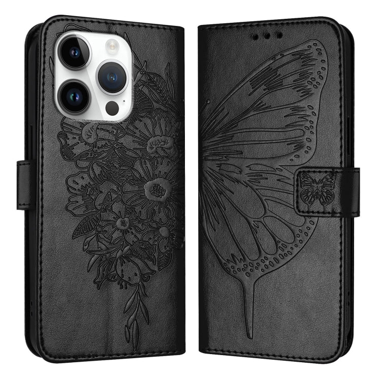 壓紋蝴蝶皮革手機殼，適用於 iPhone 16 Pro、iPhone 16 Plus、iPhone 16、iPhone 15 Pro Max、iPhone 15 Pro、iPhone 15 Plus