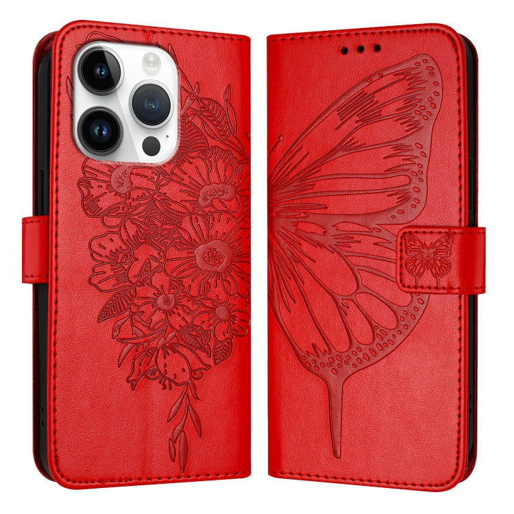 壓紋蝴蝶皮革手機殼，適用於 iPhone 16 Pro、iPhone 16 Plus、iPhone 16、iPhone 15 Pro Max、iPhone 15 Pro、iPhone 15 Plus