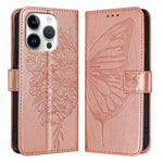 壓紋蝴蝶皮革手機殼，適用於 iPhone 16 Pro、iPhone 16 Plus、iPhone 16、iPhone 15 Pro Max、iPhone 15 Pro、iPhone 15 Plus