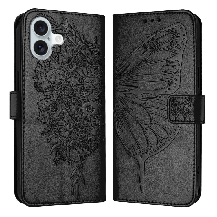 壓紋蝴蝶皮革手機殼，適用於 iPhone 16 Pro、iPhone 16 Plus、iPhone 16、iPhone 15 Pro Max、iPhone 15 Pro、iPhone 15 Plus