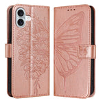 壓紋蝴蝶皮革手機殼，適用於 iPhone 16 Pro、iPhone 16 Plus、iPhone 16、iPhone 15 Pro Max、iPhone 15 Pro、iPhone 15 Plus