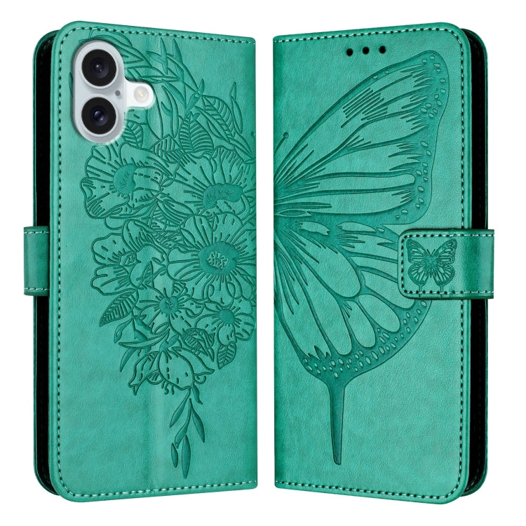 壓紋蝴蝶皮革手機殼，適用於 iPhone 16 Pro、iPhone 16 Plus、iPhone 16、iPhone 15 Pro Max、iPhone 15 Pro、iPhone 15 Plus