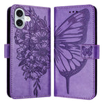 壓紋蝴蝶皮革手機殼，適用於 iPhone 16 Pro、iPhone 16 Plus、iPhone 16、iPhone 15 Pro Max、iPhone 15 Pro、iPhone 15 Plus