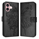 壓紋蝴蝶皮革手機殼，適用於 iPhone 16 Pro、iPhone 16 Plus、iPhone 16、iPhone 15 Pro Max、iPhone 15 Pro、iPhone 15 Plus