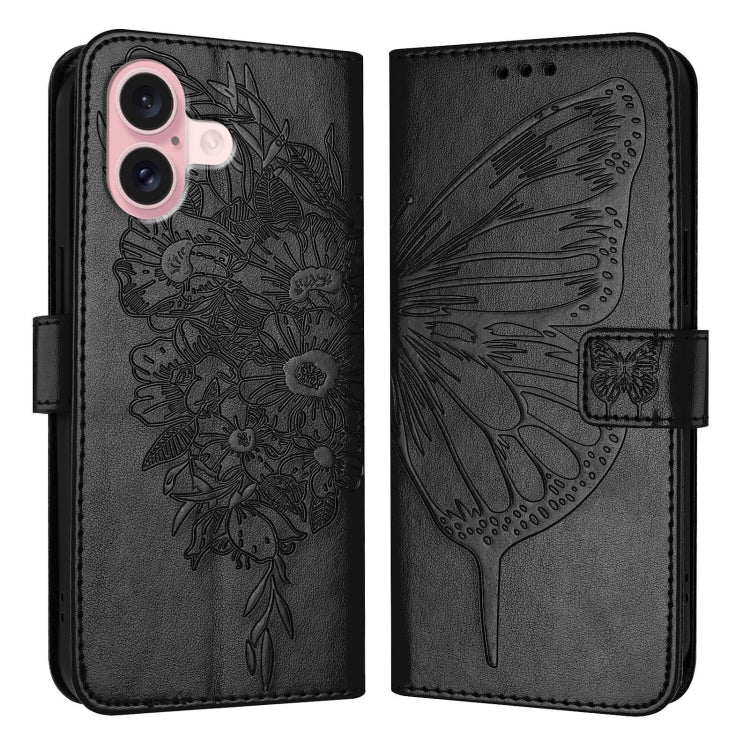 壓紋蝴蝶皮革手機殼，適用於 iPhone 16 Pro、iPhone 16 Plus、iPhone 16、iPhone 15 Pro Max、iPhone 15 Pro、iPhone 15 Plus