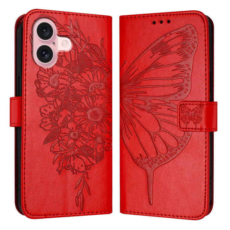 壓紋蝴蝶皮革手機殼，適用於 iPhone 16 Pro、iPhone 16 Plus、iPhone 16、iPhone 15 Pro Max、iPhone 15 Pro、iPhone 15 Plus
