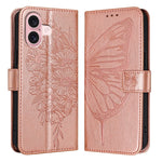 壓紋蝴蝶皮革手機殼，適用於 iPhone 16 Pro、iPhone 16 Plus、iPhone 16、iPhone 15 Pro Max、iPhone 15 Pro、iPhone 15 Plus