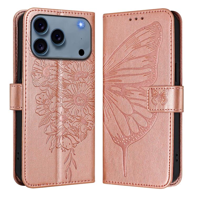 壓紋蝴蝶皮革手機殼，適用於 iPhone 17e / 16e、iPhone 17 Pro Max、iPhone 17 Pro、iPhone 17、iPhone Air、iPhone 16 Pro Max