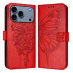 壓紋蝴蝶皮革手機殼，適用於 iPhone 17e / 16e、iPhone 17 Pro Max、iPhone 17 Pro、iPhone 17、iPhone Air、iPhone 16 Pro Max