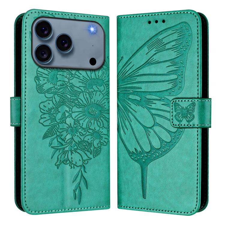 壓紋蝴蝶皮革手機殼，適用於 iPhone 17e / 16e、iPhone 17 Pro Max、iPhone 17 Pro、iPhone 17、iPhone Air、iPhone 16 Pro Max