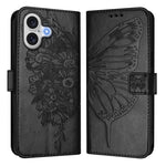 壓紋蝴蝶皮革手機殼，適用於 iPhone 17e / 16e、iPhone 17 Pro Max、iPhone 17 Pro、iPhone 17、iPhone Air、iPhone 16 Pro Max
