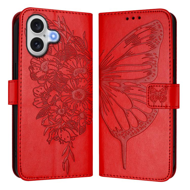 壓紋蝴蝶皮革手機殼，適用於 iPhone 17e / 16e、iPhone 17 Pro Max、iPhone 17 Pro、iPhone 17、iPhone Air、iPhone 16 Pro Max