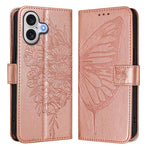 壓紋蝴蝶皮革手機殼，適用於 iPhone 17e / 16e、iPhone 17 Pro Max、iPhone 17 Pro、iPhone 17、iPhone Air、iPhone 16 Pro Max