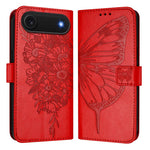 壓紋蝴蝶皮革手機殼，適用於 iPhone 17e / 16e、iPhone 17 Pro Max、iPhone 17 Pro、iPhone 17、iPhone Air、iPhone 16 Pro Max