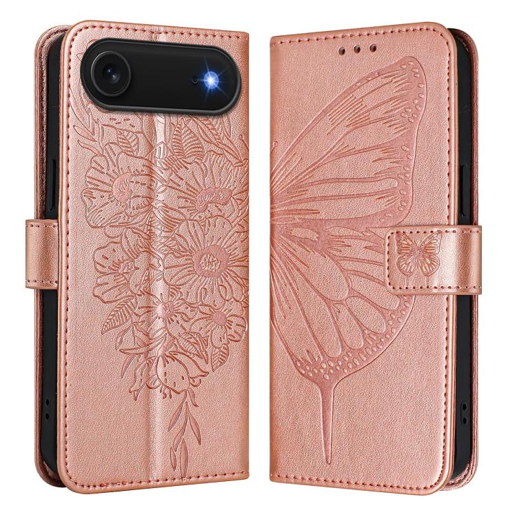 壓紋蝴蝶皮革手機殼，適用於 iPhone 17e / 16e、iPhone 17 Pro Max、iPhone 17 Pro、iPhone 17、iPhone Air、iPhone 16 Pro Max