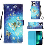 3D 繪畫橫向翻蓋皮革手機殼，適用於 iPhone 16 Pro、iPhone 16 Plus、iPhone 16、iPhone 15 Pro Max、iPhone 15 Pro、iPhone 15 Plus