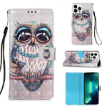3D 繪畫橫向翻蓋皮革手機殼，適用於 iPhone 16 Pro、iPhone 16 Plus、iPhone 16、iPhone 15 Pro Max、iPhone 15 Pro、iPhone 15 Plus